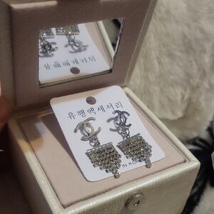 Elegant Silver Tone Dangle Earrings